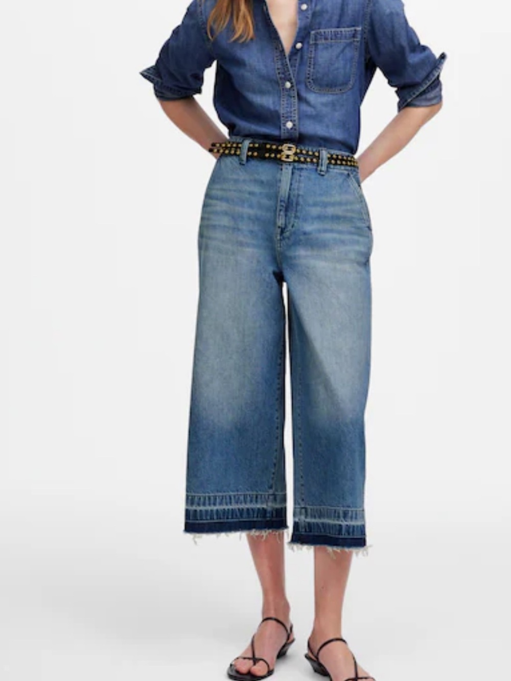 Madewell wide leg crop culottes jeans 25